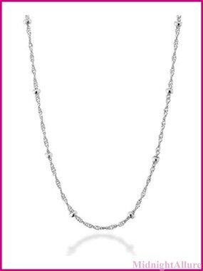 925 Sterling Silver Bead Chain Necklace Singapore Chain Lobster Clasp 18 In